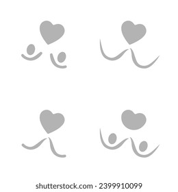 heart icon, holding hands on a white background, vector illustration
