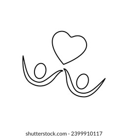 heart icon, holding hands on a white background, vector illustration