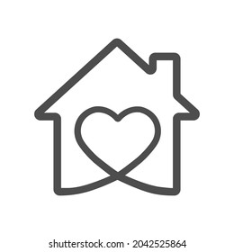 heart icon in the house. Vector illustration for websites and applications, for creative design. Flat style.