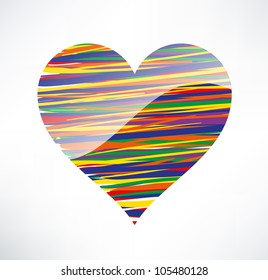 Heart  icon. Illustrated with colored stripes. The concept of love.