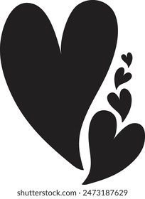 Heart Icon Illustration Love Symbol Graphic Set. Hand Drawn simple Heart Element Vector Isolated on White Background
