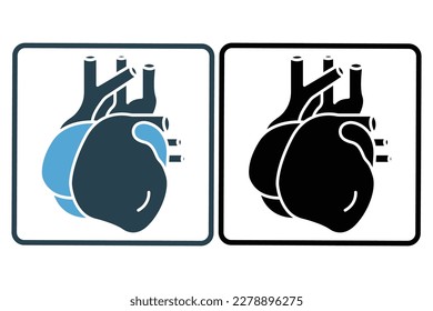 Heart icon illustration. icon related to internal organ. Solid icon style. Simple vector design editable