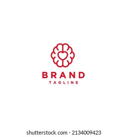 Heart Icon inside Brain Symbol Logo Design
