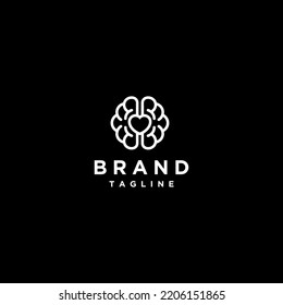 Diseño del logotipo del símbolo del corazón dentro del símbolo del cerebro