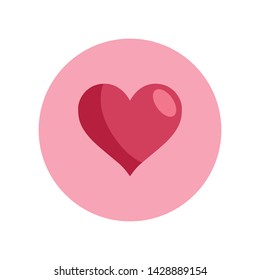 Heart icon inside a circle. Flat vector illustration. Symbol of love.