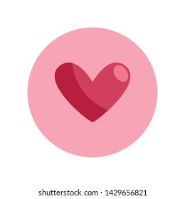 Heart icon inside a circle. Flat vector illustration. Symbol of love.