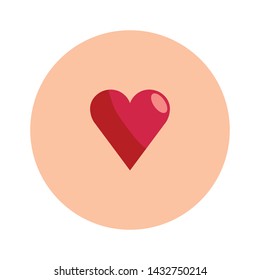 Heart icon inside a circle. Flat vector illustration. Symbol of love.