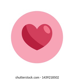 Heart icon inside a circle. Flat vector illustration. Symbol of love.
