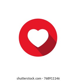 heart icon inside a circle, symbol of love, flat design vector with drop shadow