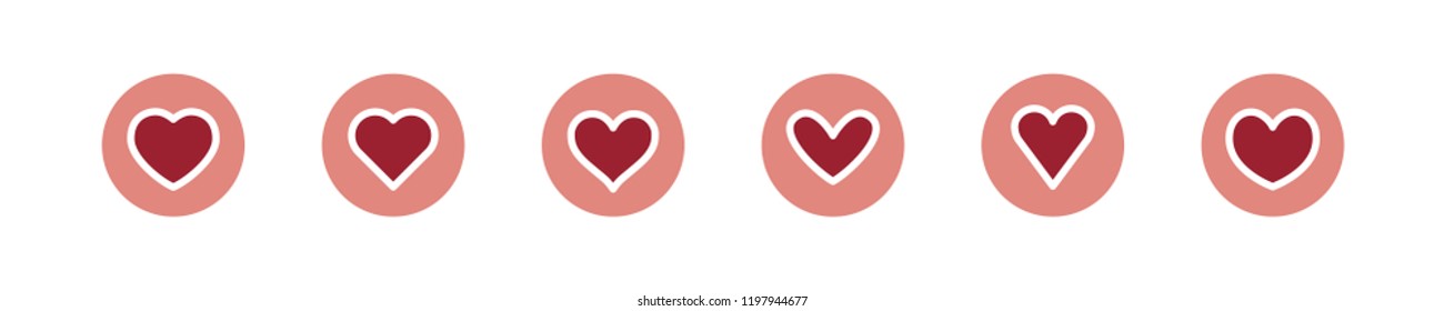 Heart icon inside a circle vector collection, love button
