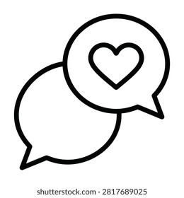 Heart icon inside communication speech bubbles with communication dialogue romantic affection interaction feedback