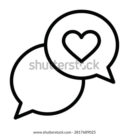 Heart icon inside communication speech bubbles with communication dialogue romantic affection interaction feedback