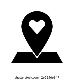 Heart Icon Inside a Location Marker on a Map Symbol