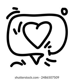 heart icon inside a speech bubble. It can be used in a variety of contexts, such as on greeting cards, social media posts, or websites.