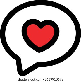 Un icono de corazón dentro de una burbuja de discurso