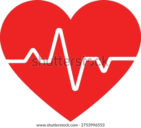 A heart icon with an integrated electrocardiogram line symbolizing health and medical care. Vector
