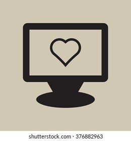  Heart  icon,  isolated. Flat  design.