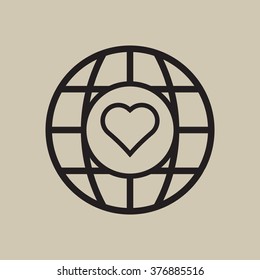  Heart   icon,  isolated. Flat  design.