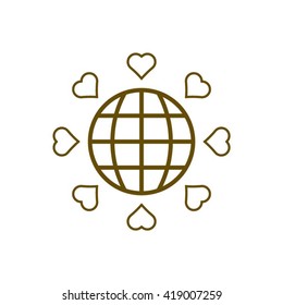 Heart  icon,  isolated. Flat  design.