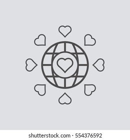  Heart  icon, isolated. Flat  design. 