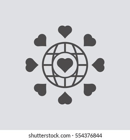  Heart  icon, isolated. Flat  design. 