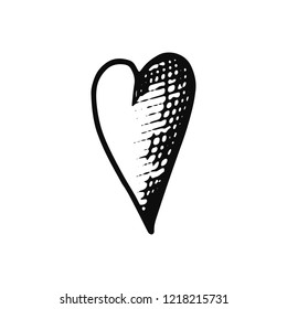 heart icon. isolated object sketch black on white background.