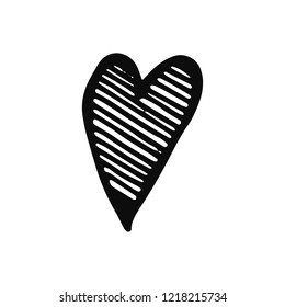 heart icon. isolated object sketch black on white background.