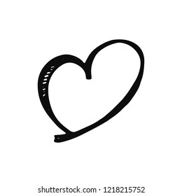 heart icon. isolated object sketch black on white background.