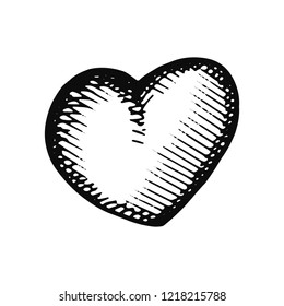 heart icon. isolated object sketch black on white background.
