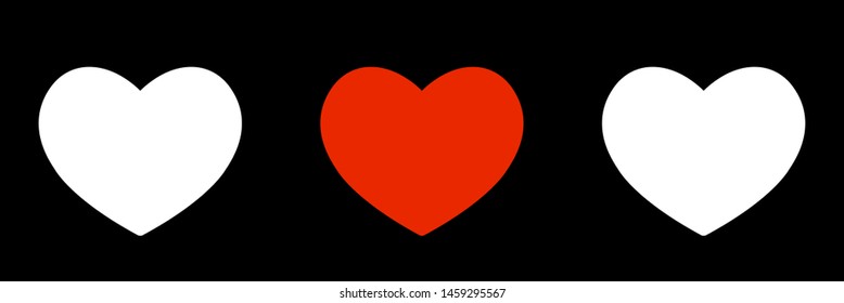 Heart icon isolated on black background. Set of heart icons