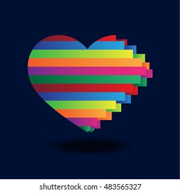 Heart Icon - Isolated On Blue Background. Vector Illustration, Graphic Design. For Web, Websites, Print Material 