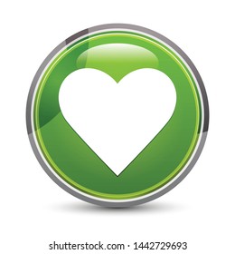 Heart icon isolated on elegant green round button vector illustration