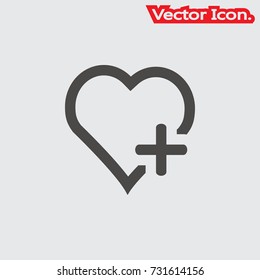 Heart icon isolated sign symbol and flat style for app, web and digital design. Vector illustration.