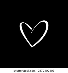 Heart icon isolated. Vector image of heart in flat style on black background.