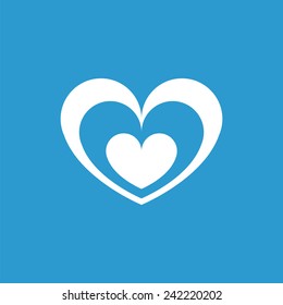 heart icon, isolated, white on the blue background. Exclusive Symbols 