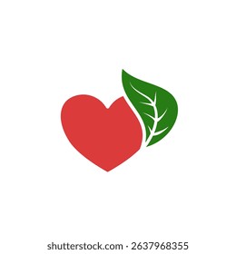 heart icon with leaves, vector illustration symbol sign logo template pictogram, for ui or ux isolated on white for mobile app, editable