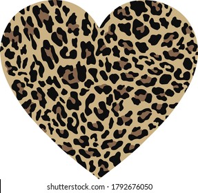 Heart icon with leopard spots vector symbol on print