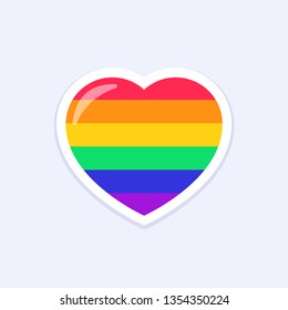 Heart Icon. LGBTQ+ related symbol in rainbow colors. Gay Pride. Raibow Community Pride Month. Love, Freedom, Support, Peace Symbol. Flat Vector Design Isolated on White Background