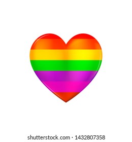 Heart Icon. LGBTQ related symbol in rainbow colors. Gay Pride. Raibow Community Pride Month. Love, Freedom, Support, Peace Symbol.Vector Design Isolated on White Background