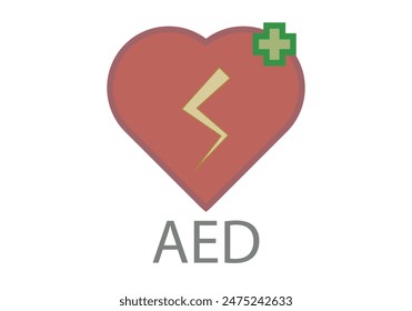 Icono del corazón con relámpago y cruz que representa la reanimación cardiovascular