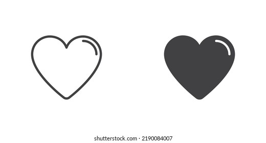 Heart icon, line and glyph version, outline and filled vector sign. linear and full pictogram. Love symbol, logo illustration. Different style icons set