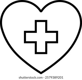 Heart icon in line. vector signs for apps or web. Valentine's Day, medicine, Love, passion, Romantic concept design symbol health care heartbeat cardiogram isolated on transparent background