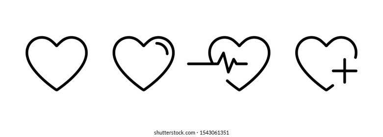 Heart icon in linear design isolated vector signs. Medicine concept. Medical health care. Love passion concept. Heart shape. Romantic design. EPS 10