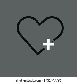 Herzsymbol im linearen Design isolierter Vektorzeichen. Medizinkonzept. Medizinische Gesundheitsfürsorge. Liebeskonzept. Herzform. Romantisches Design.