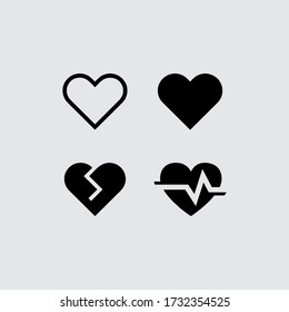 Heart icon in linear design isolated vector signs. Medicine concept. Medical health care. Love passion concept, heartbeat, healtly Heart shape. vector eps 10.