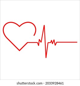 Heart icon in linear design isolated. Heart rate concept. Medical health care.	