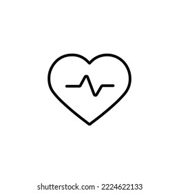 Heart icon in linear design isolated vector. Heart rate concept. Medical health care editable stroke