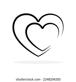 Heart icon. Linear Heart icon isolated. Black heart shape in flat style. Vector illustration. Love symbol