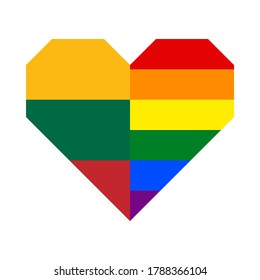heart icon with lithuania  flag, isolated on white background