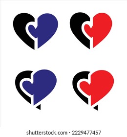 heart icon logo design vector template. blue,black and black style. illustration design